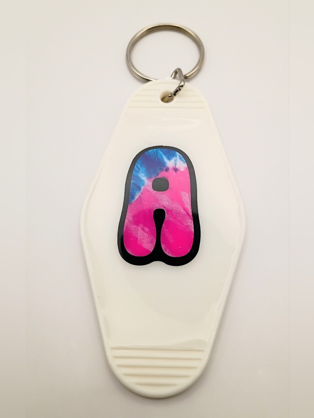 Motel Keychain Custom Retro Style Tie-Dye Letter A Initial Keyring
